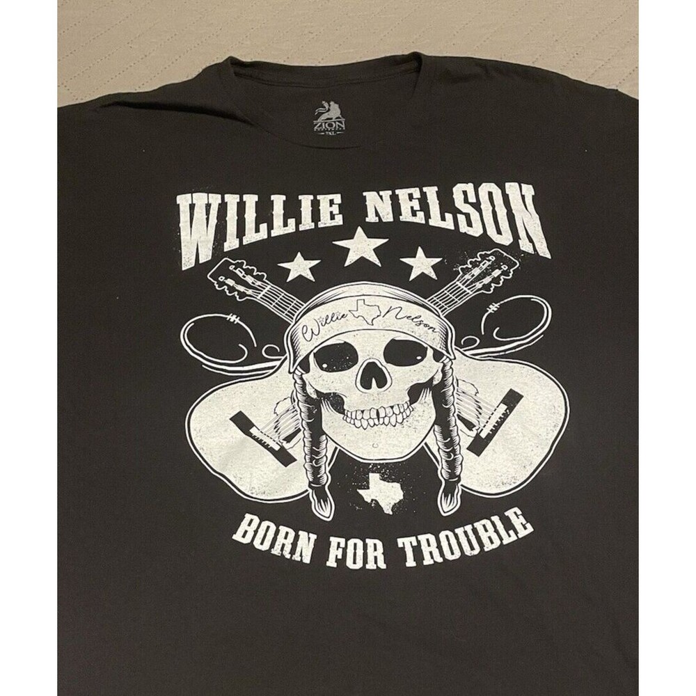 xWillie Nelson Born For Trouble Mens XL Shirt Skull Concert Tee Country Music